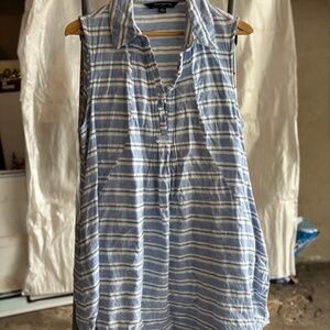 Blue and white striped dress for girls